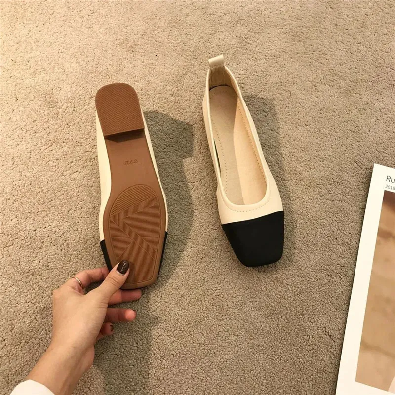Cootelili New Fashion Flats Shoes Women Flats Square Toe Black Non Slip Flats 35 40 240620 1 832 DHgate