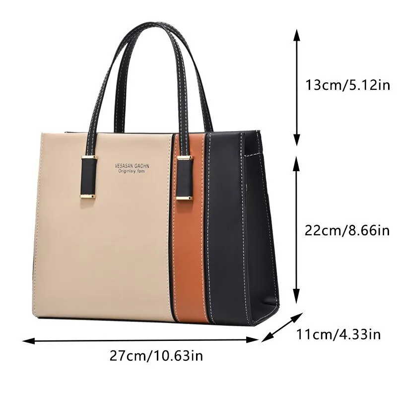 2024Patchwork Handbags for Women, Genuine Leather Large