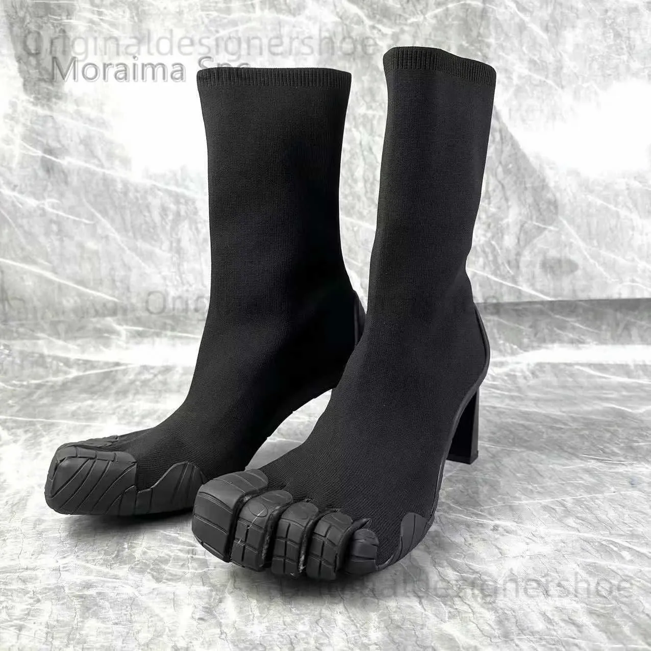 Womens Novelty Five Fingers Knit Sock Margiela Tabi Boots High 