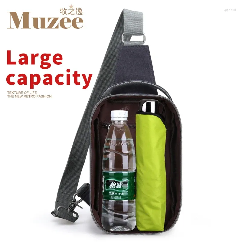 2024Canvas Sling Chest Bag Casual Crossbody Short Trip Messenger Bag for Men Women