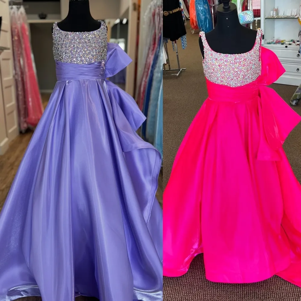 Junior Purple Formal Dress Satin A-Line Jewel Neckline Bow Beads Zipper  Back for Girls from Dhgate Girl's Pageant Dresses - price 106.99