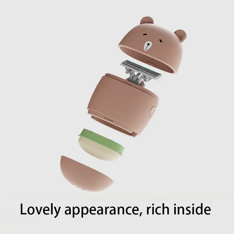 Cute Bear Travel Razor Kit: Portable Manual Shaver Set for Women with 2 ...