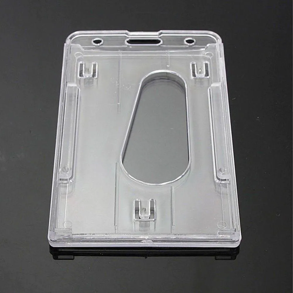 1x Vertical Hard Plastic Badge Holder Card ID Multi Transparent