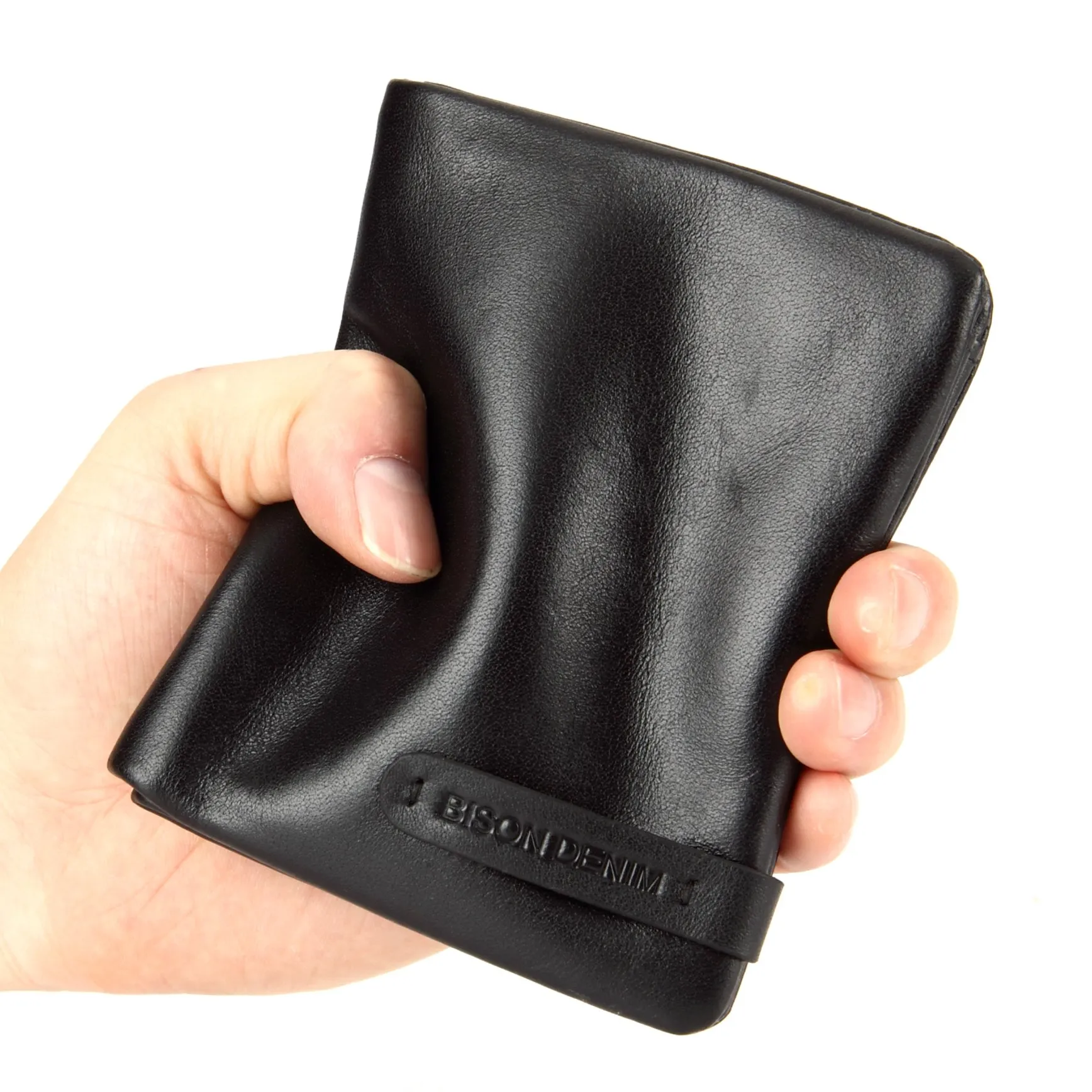 Men's Genuine Leather Chain Wallet - RFID Blocking, Bifold With Zipper, 12 Card Slots, Navy Blue - View #2