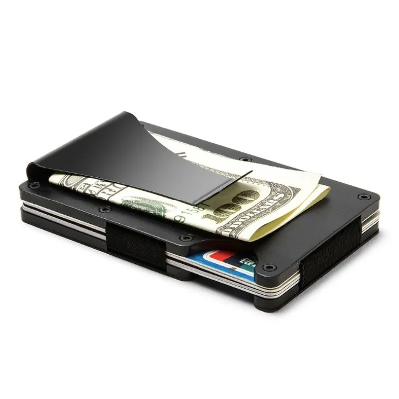 thumbnail image 2 of RFID Blocking Credit Card Holder - Slim Stainless Steel Wallet With 10 Card Slots (Black, Minimalist) 2 of 6