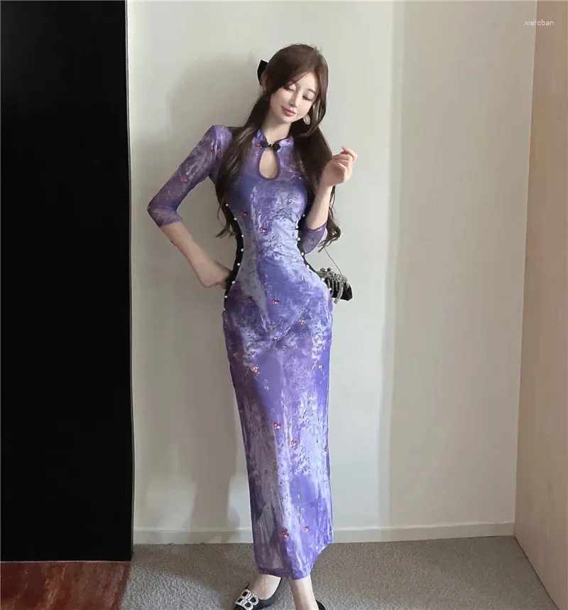 fitted lace wedding dress M-5XL) Plus Size Formal Purple Qipao Dress – Pluspreorder