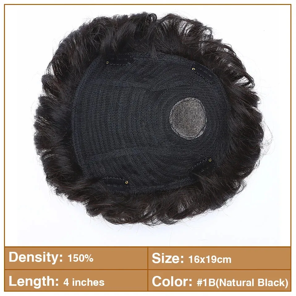 S-noilite Men Toupee 6.3x7.5 in Human Hair Replacement System Clip-In ...
