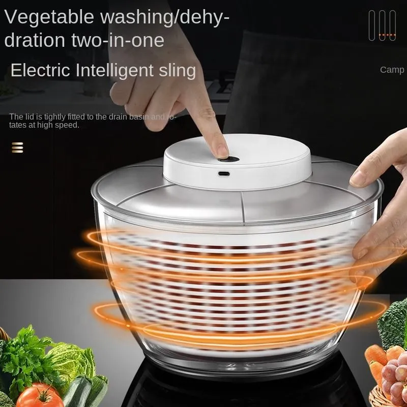 Electric Salad Spinner – Large 4.75L Veggie Washer & Dryer, Dishwasher Safe, BPA Free, Super Easy To Use