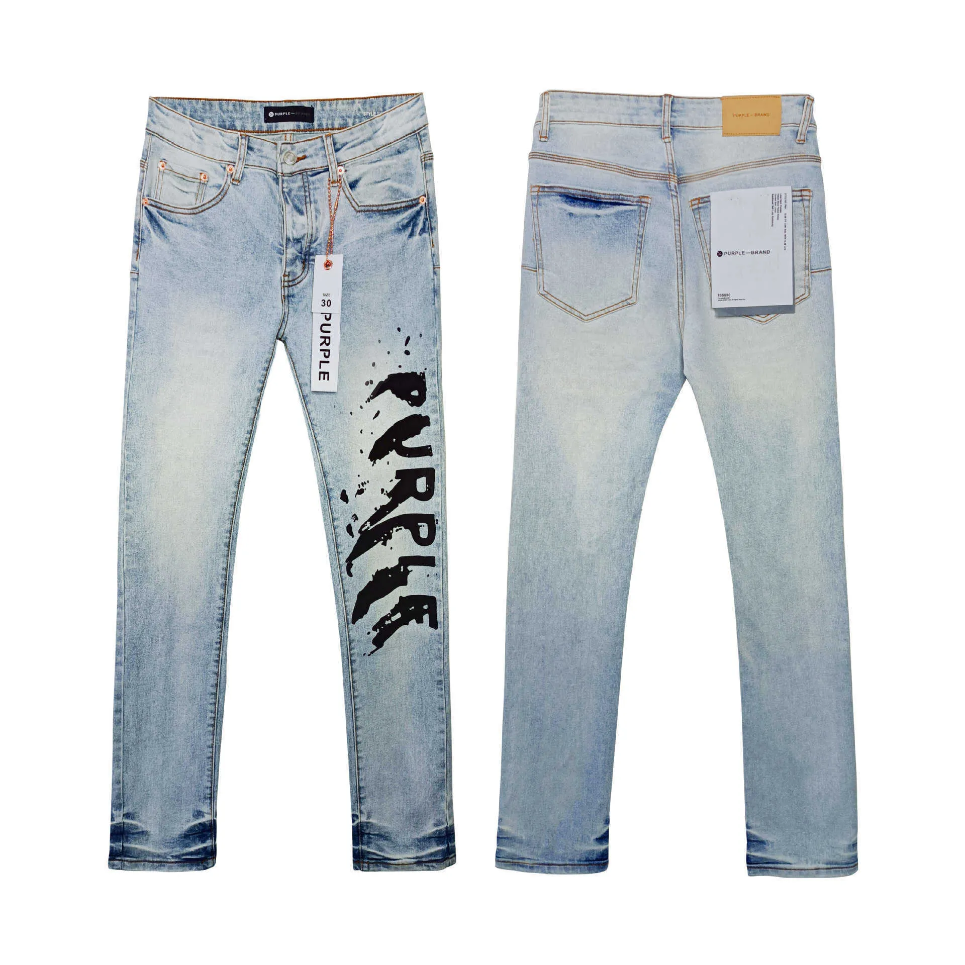 Purple brand jeans straight tube washed light color slim fit