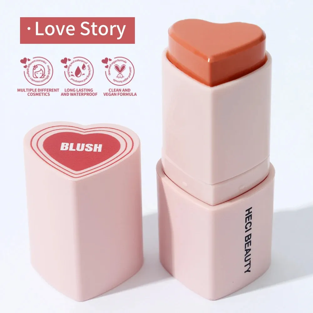 Heart Shape Vegan Creamy Blush Stick Matte Silky Waterproof Pink 3-in-1 ...