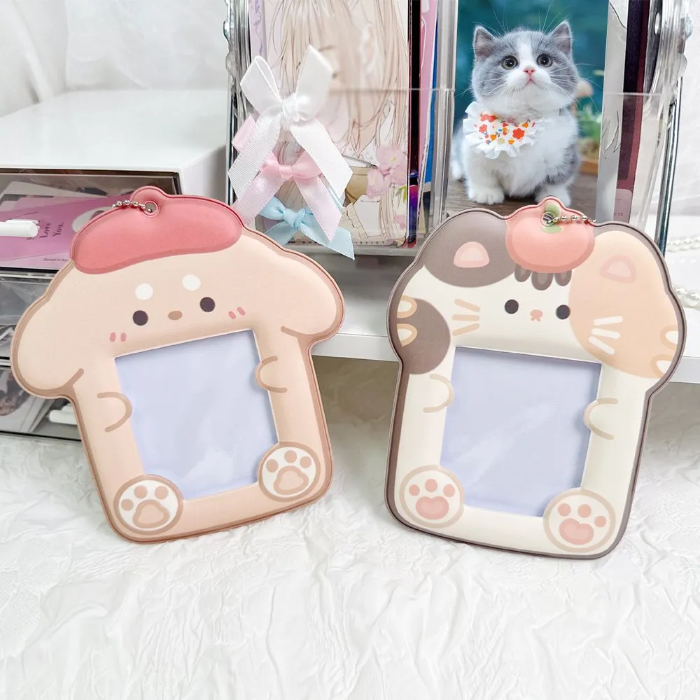 White Cute Plush Photocard Holder Keychain, Cartoon Jamaica