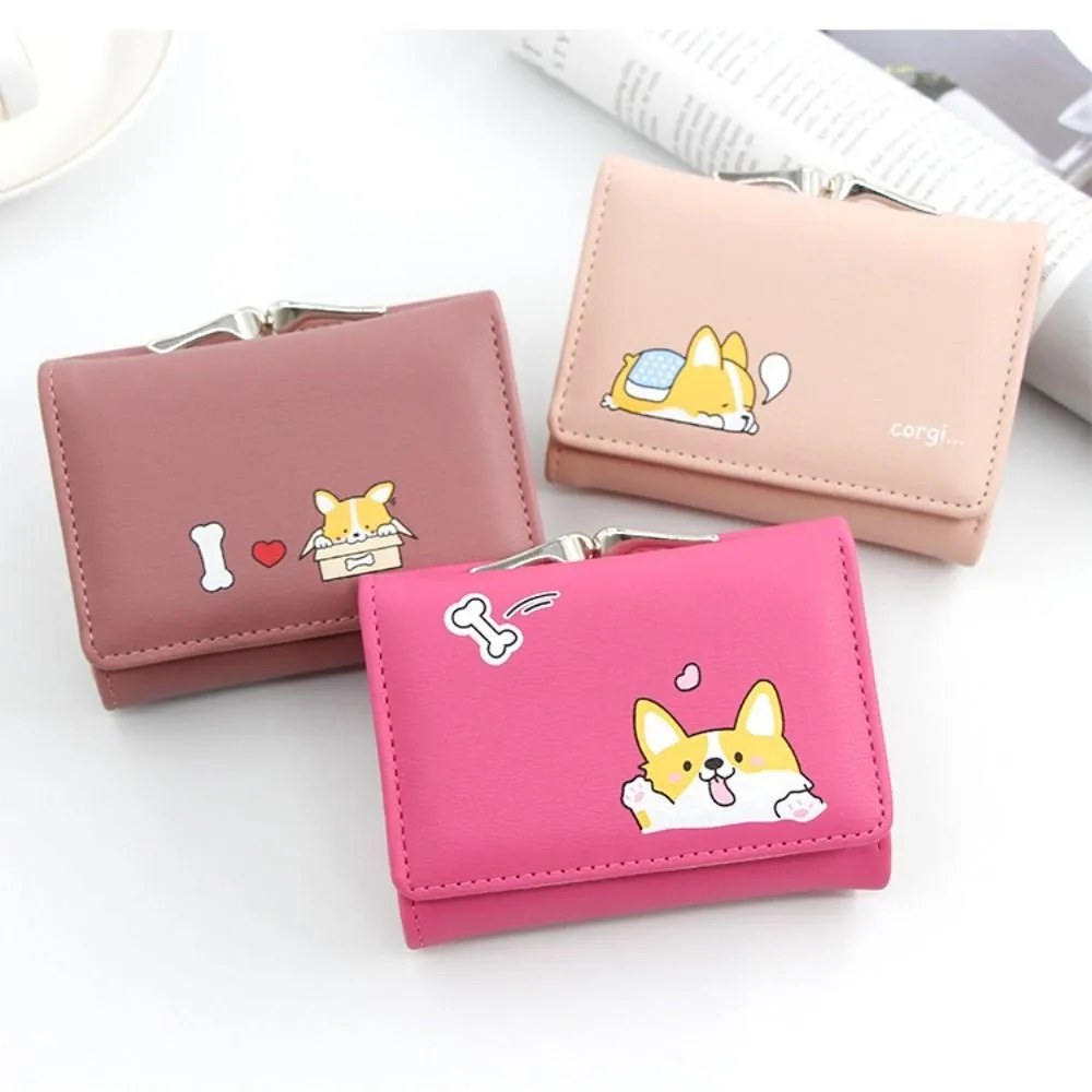 carto Shiba Inu Wallet Women Short Cute Small Wallets Student Triple Fold Card Holder Coin Purse Ladies Wallets t7np