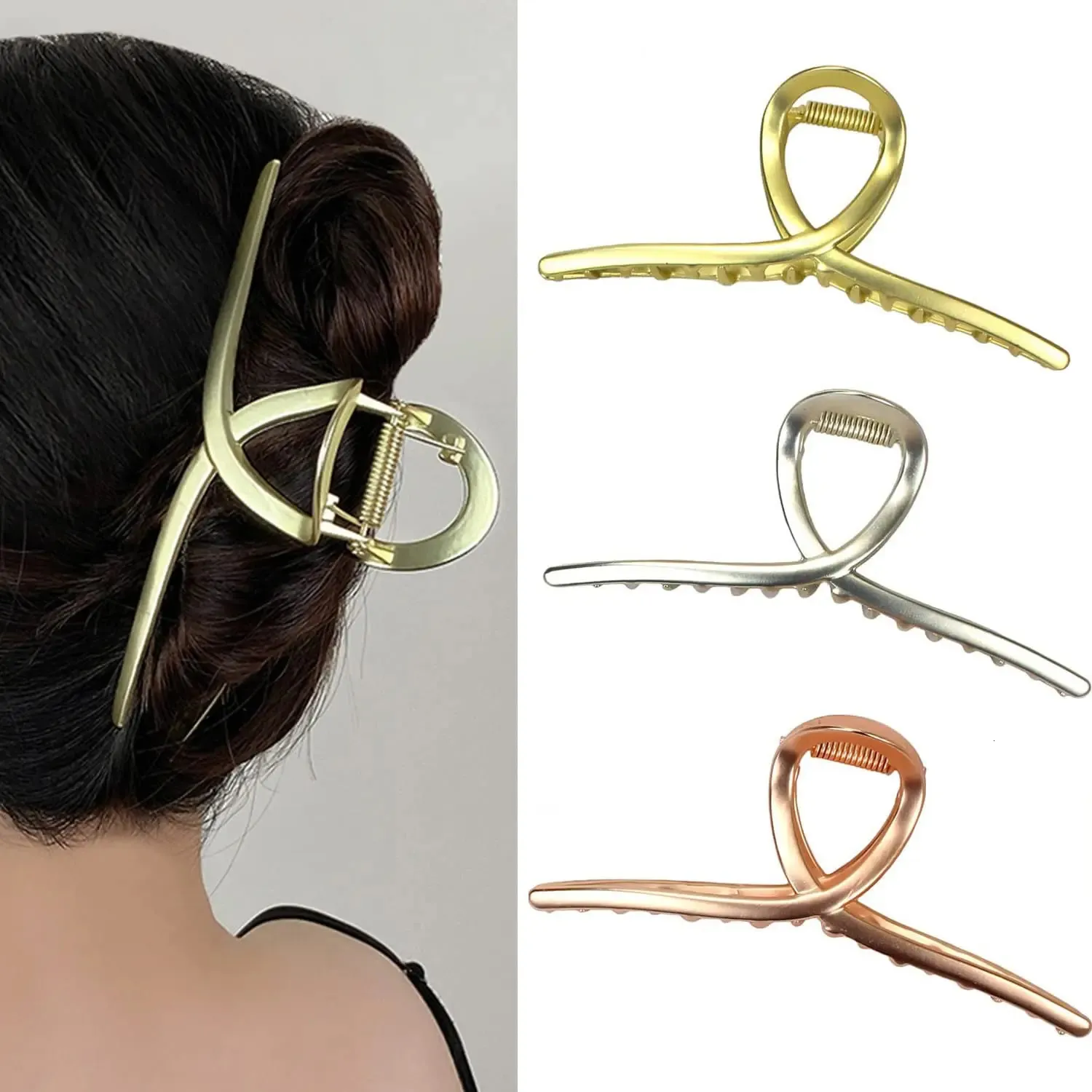3 Pack Large Metal Acetate Hair Claw Clips Non Slip Hair 