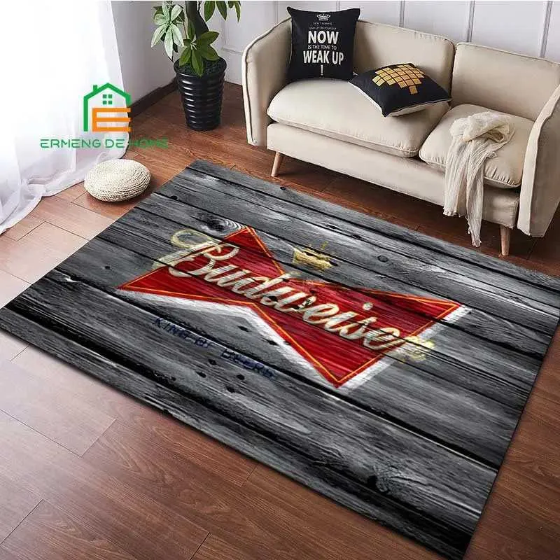 Budweiser Wood Pattern Printed Carpet Non-Slip Floor Mat for