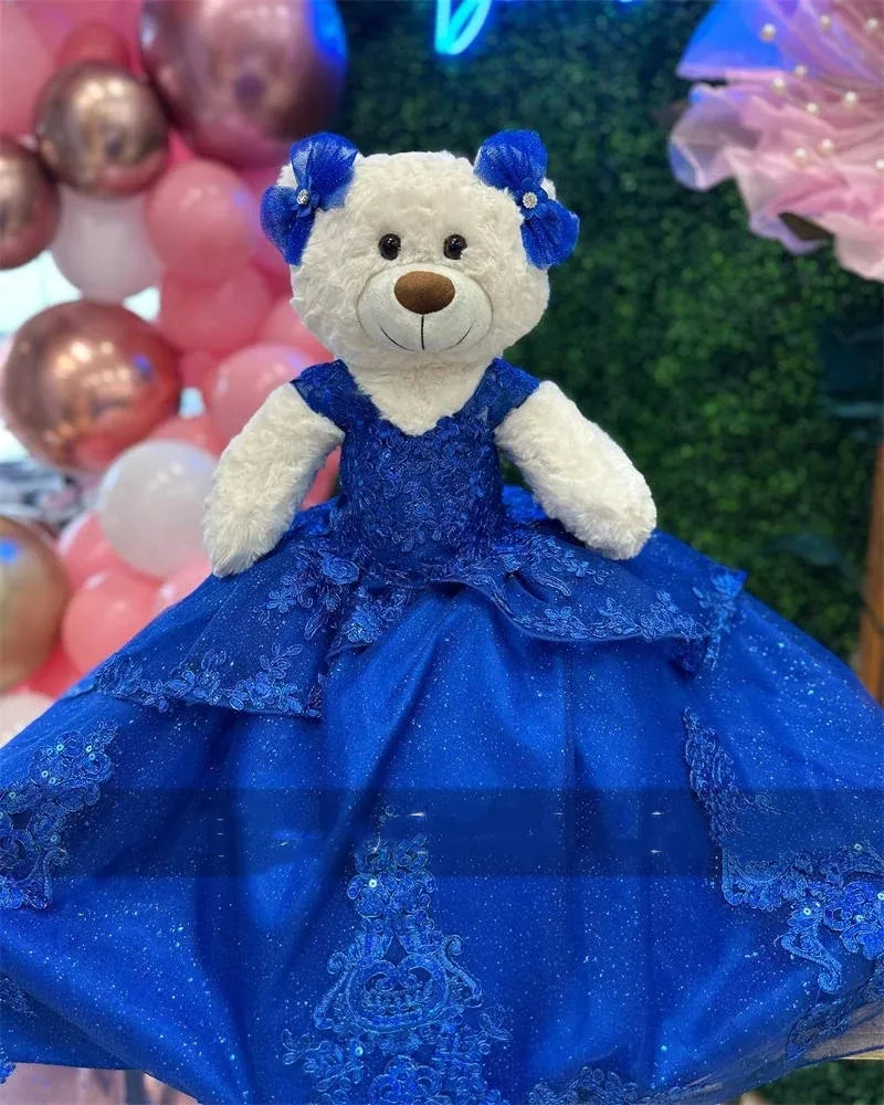 Personalized Royal Blue Teddy Bear Princess Dress With Exquisite Tiered Appliques For Quinceanera From Sweety wedding 107.44 DHgate.Com