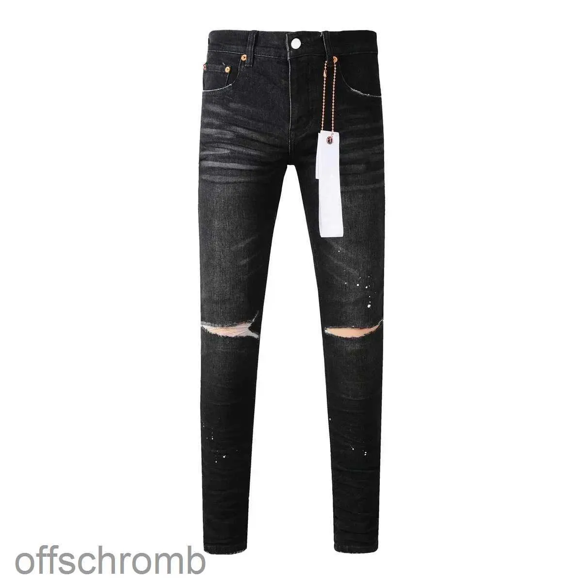 High-Quality Black Paint Dot Ripped Skinny Denim Jeans for