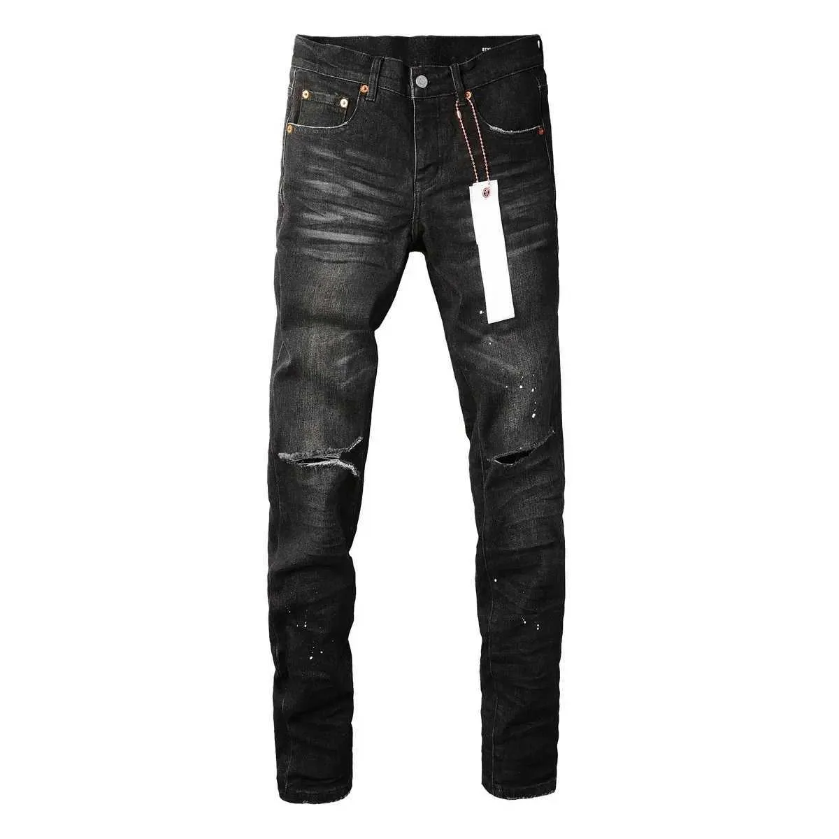 Black Jeans Distressed Paint Jeans Mens High-Quality Black Paint