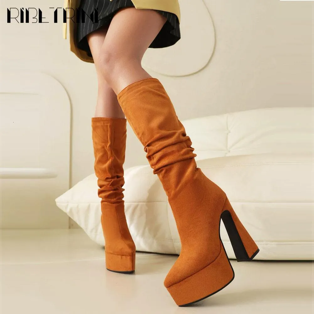 High Heel Boots for Women Slip-On Mid Calf Platform Brown Winter Office Dress  Boots from Dhgate Casual Shoes - price 51.1