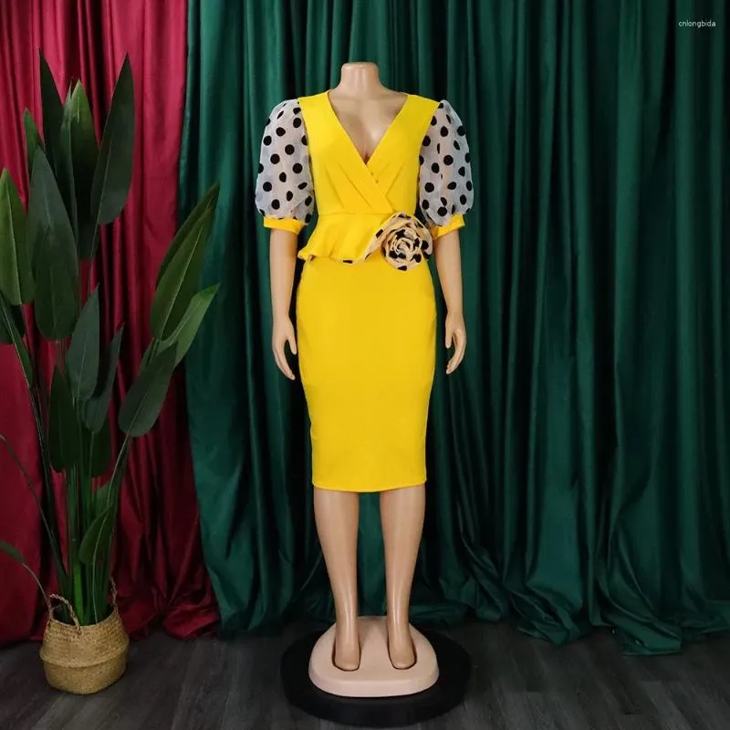 Polka Dot V Neck Half Sleeve Sheath Plus Size Wrap Dress With Hips For Office And Business Parties From Cnlongbida 13.12 DHgate.Com