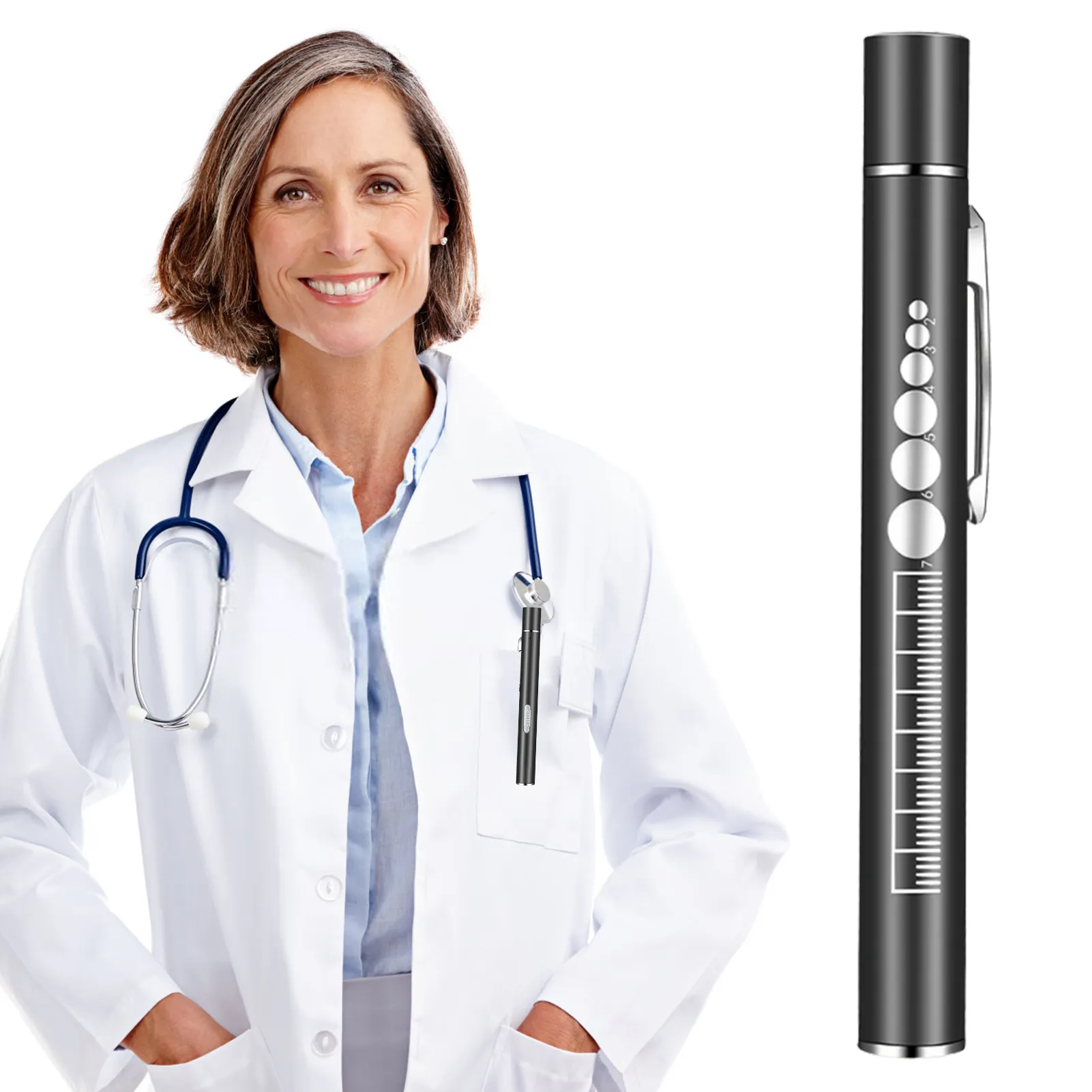Rechargeable Medical Penlight USB Led Mini Flashlight with Clip, Bright ...