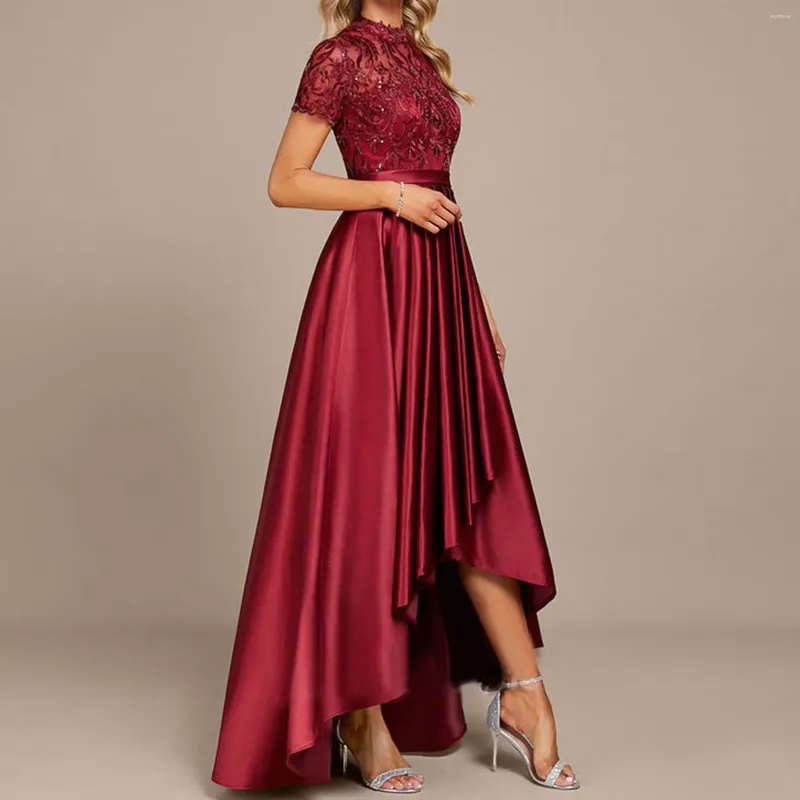 Knee-Length Burgundy A-Line Dress with Short Flutter Sleeves and Peplum  Detail in Polyester for Junior Women from Dhgate Basic & Casual Dresses