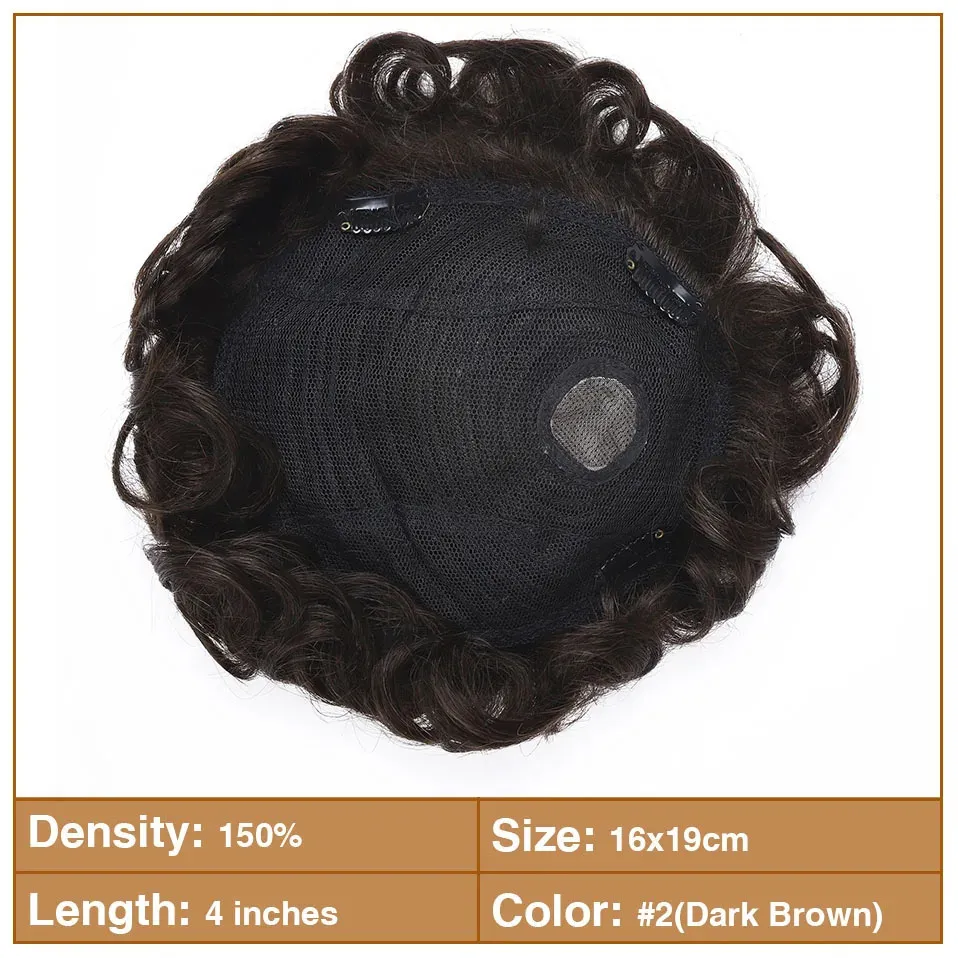 S-noilite Men Toupee 6.3x7.5 in Human Hair Replacement System Clip-In ...
