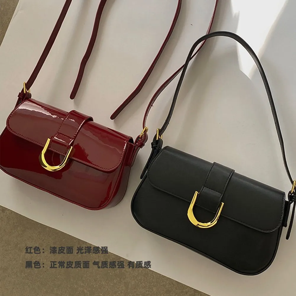 Patent Leather Shoulder Bag Womens Crossbody Handbag With Flap Solid Color Underarm Bag Red From Sleekshoulder 25.74 DHgate.Com