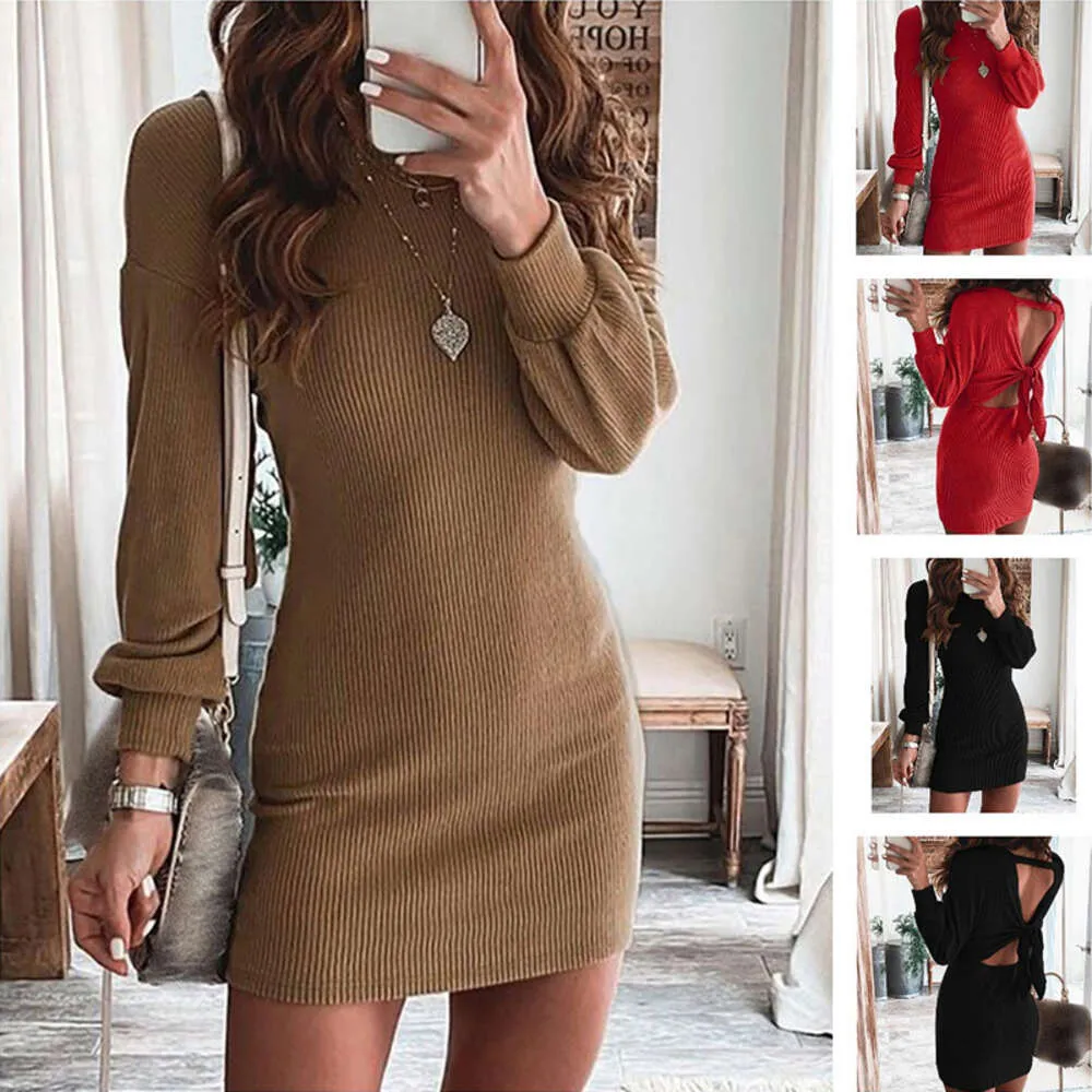 Save Big on Bulk Womens Fall Winter Dresses Backless Dress Casual: Solid  Color Sleeveless Dress Elegant Back Cutout, Autumn/Winter Fashion For Women 