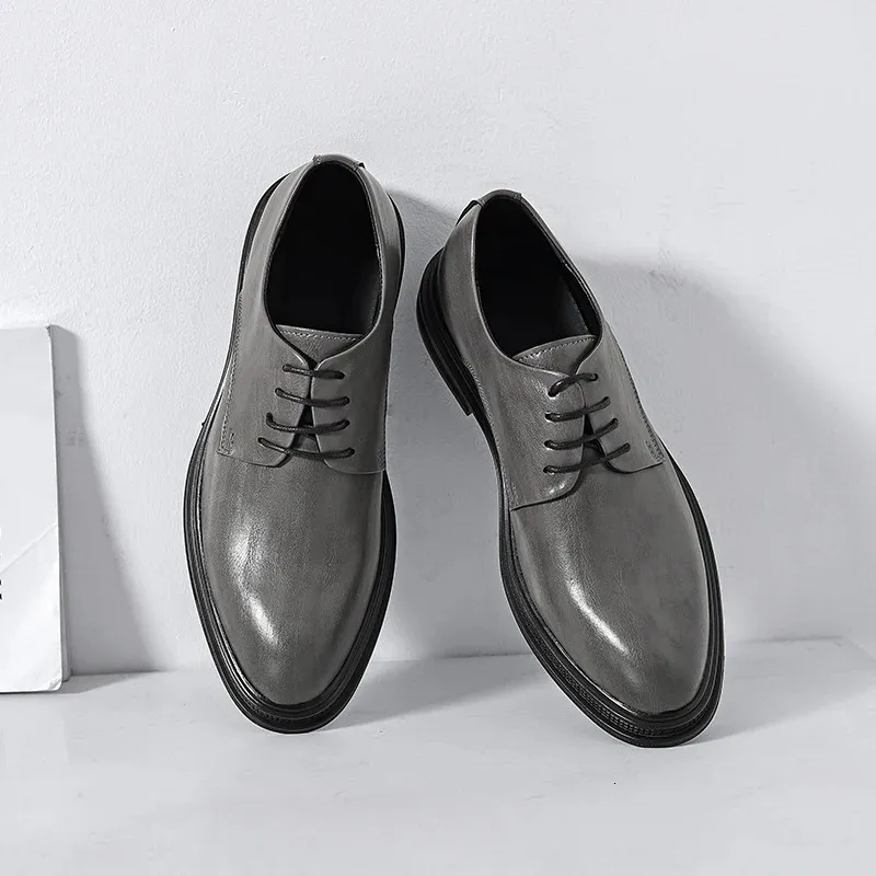 Chaussures Oxford Homme A. Testoni En Cuir Gris - Taille US 9 / IT 42 - Fabriqué En Italie