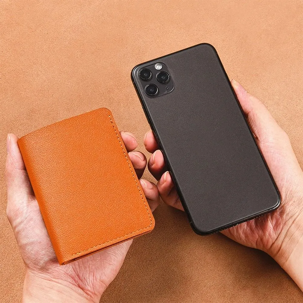 COTOCUL Small Minimalist Wallet - Hand-Dyed Kyoto Leather, Bifold For Men & Women, Holds Bills & Coins