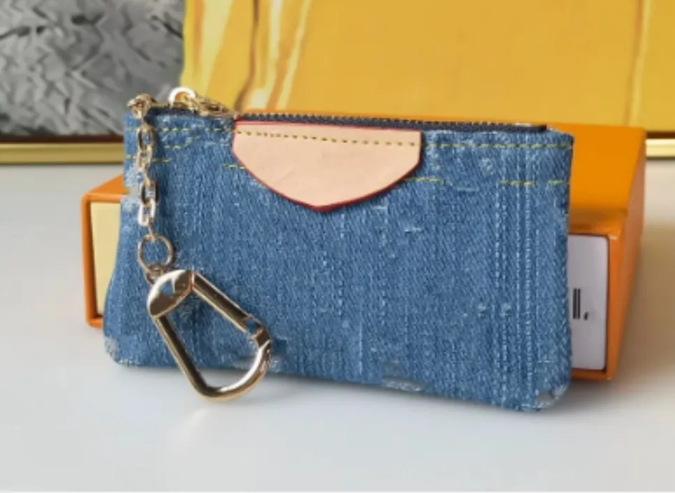 Denim Blue Designer Wallet Card Holder Coin Purse Key Chain Wallet