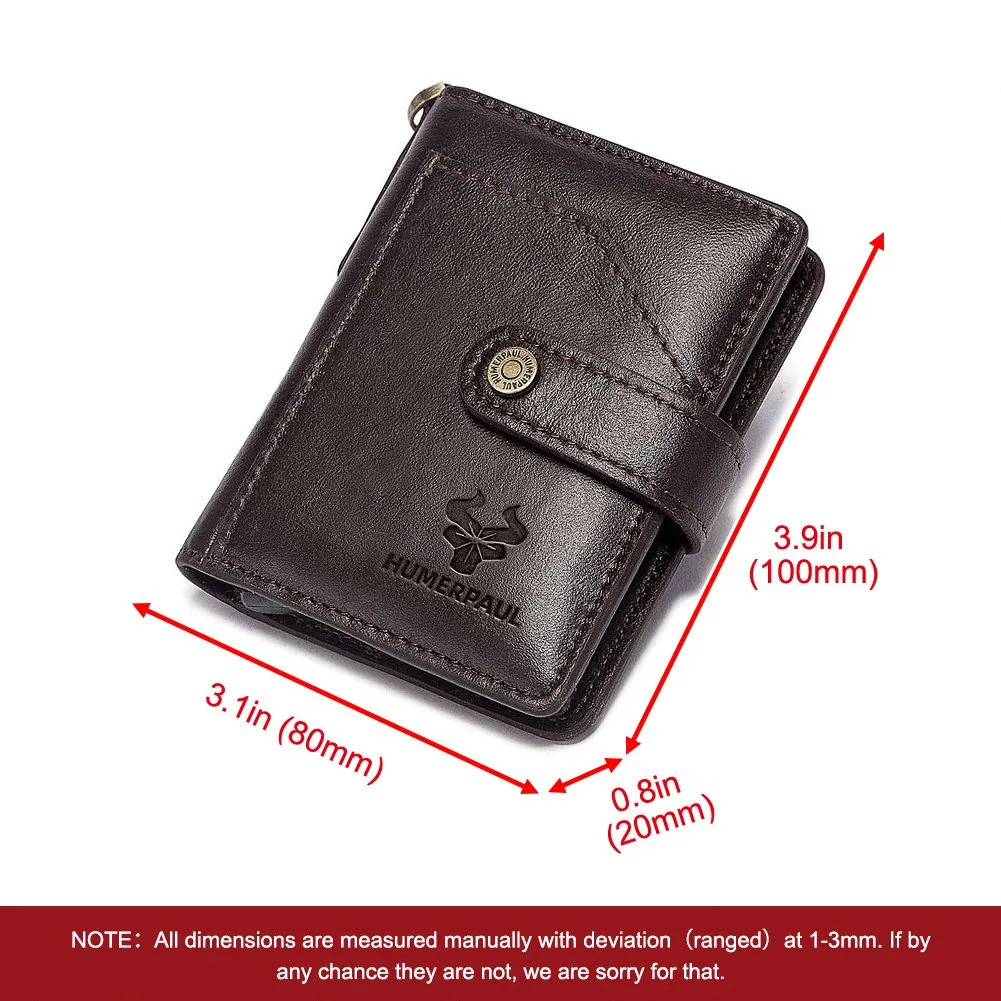 Genuine Leather Small Mens Wallet with RFID Protection, Pop
