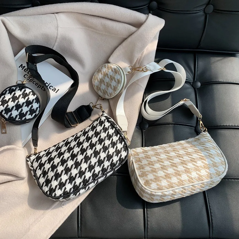 DHgate.com:2024Womens Leather Shoulder Bag Set: Solid PU