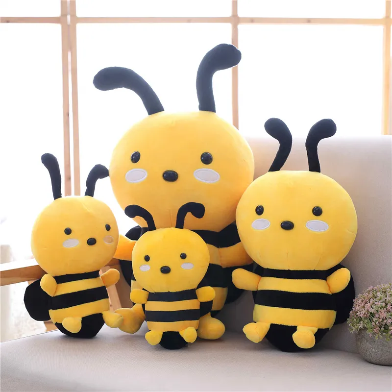 DolliBu Sitting Bee Plush Toy - 7 Inch Realistic Stuffed Animal For Kids & Collectors