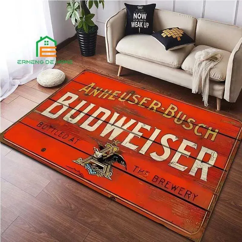 Budweiser Wood Pattern Printed Carpet Non-Slip Floor Mat for