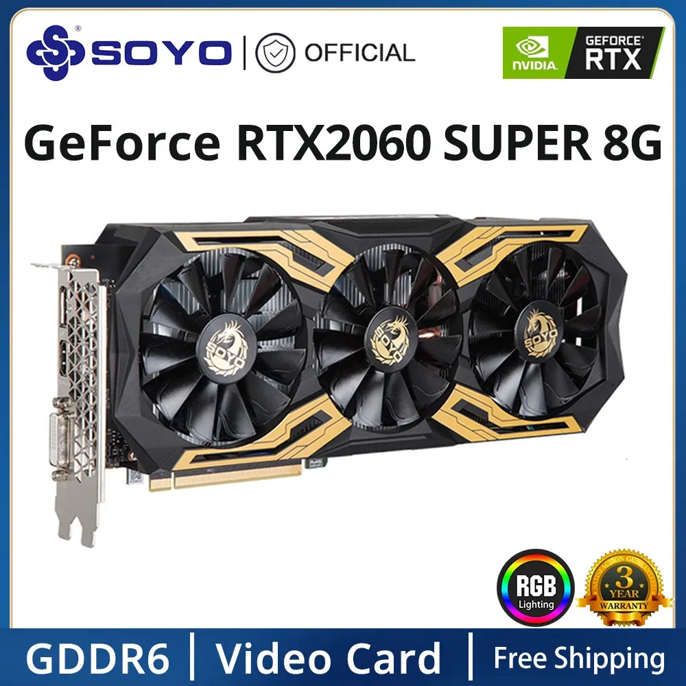 2060 Super SOYO Geforce RTX GDDR6 8G White Graphics Card Gaming