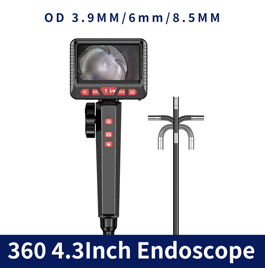 3.9mm 1080P Industrial Endoscope Borescope - 4.3" Screen, 2-10M Snake Camera Inspection Tool - View #3