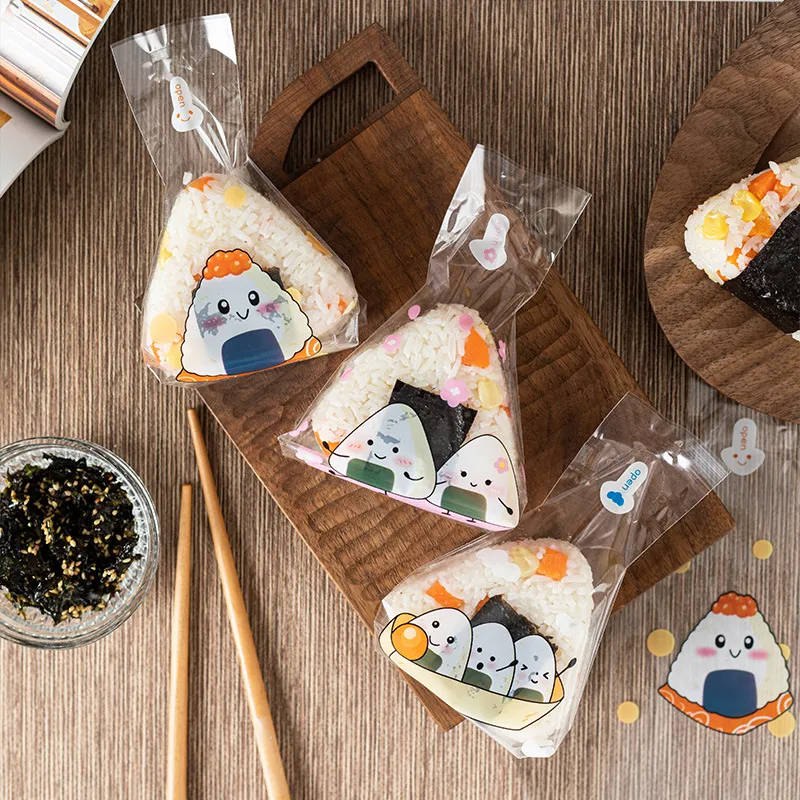 Triangle Rice Ball Packaging Bags Plastic for Sushi Making Bento