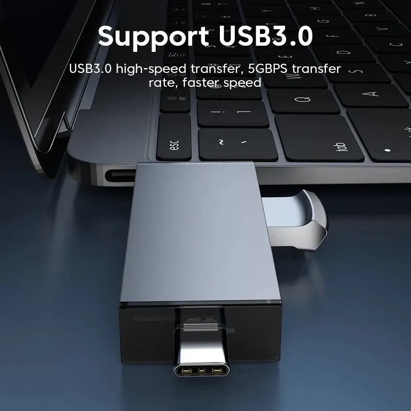 Lettore OTG IPhone Android Lettore Schede SD 4 In 1 - Per IPhone, USB-C, SD, MicroSD, Trasferimento Veloce, Per Smartphone E PC Lettore Micro SD Multifunzione
