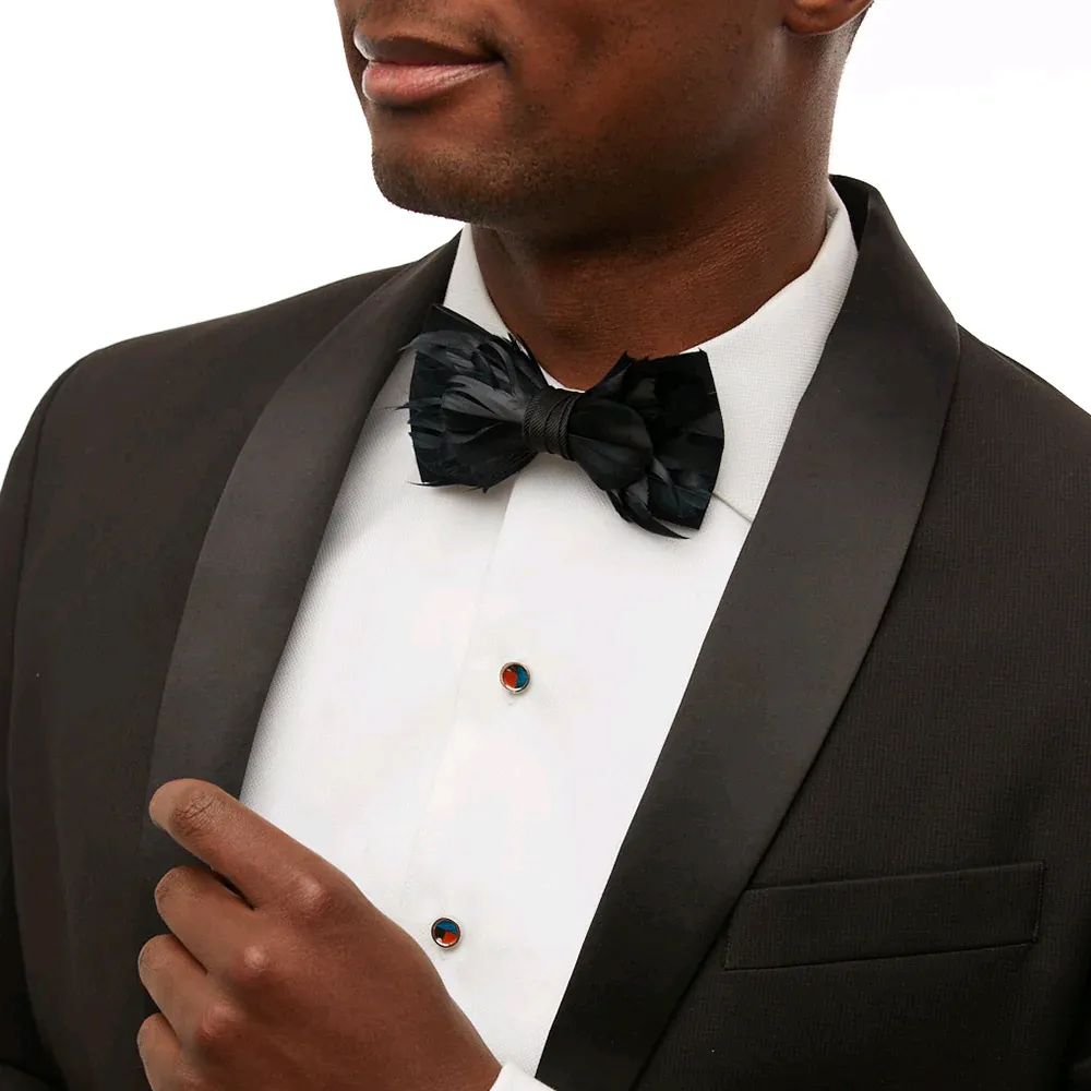 DHgate.com:Mens Luxury Pre-tied Feather Bowtie with Brooch