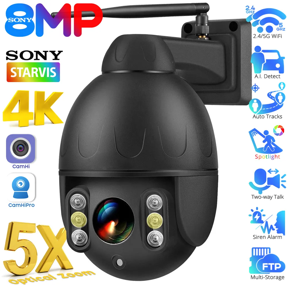 4k Wifi Ptz Ip Camera With 5x Optical Zoom, Outdoor 5mp/8mp Cctv ...