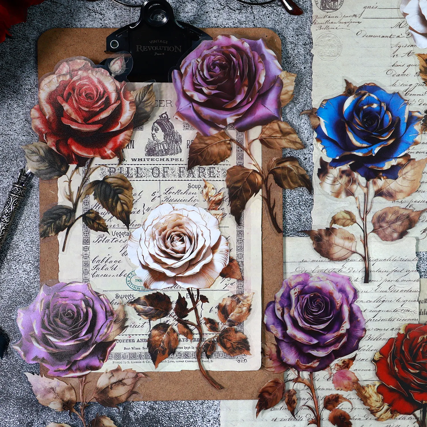 DHgate.com:PET Floral Stickers: 6-Pack Big Size DIY Scrapbook Art 