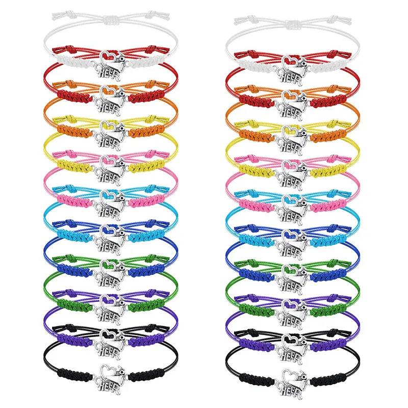 Save Big on Bulk Cheerleading Bracelets Cheerleader Accessories: 20 Pcs  Cheerleading Bracelet Set Adjustable Charm Bracelets For Girls, Cheer Heart 