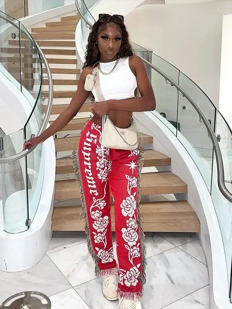 Womens Hippie Tassel Pants Bohemian Folk Print Elastic Waist Joggers High Waisted Flowy Wide Leg Trousers For Women Comfortable Stylish From Homepro19 28.74 DHgate.Com