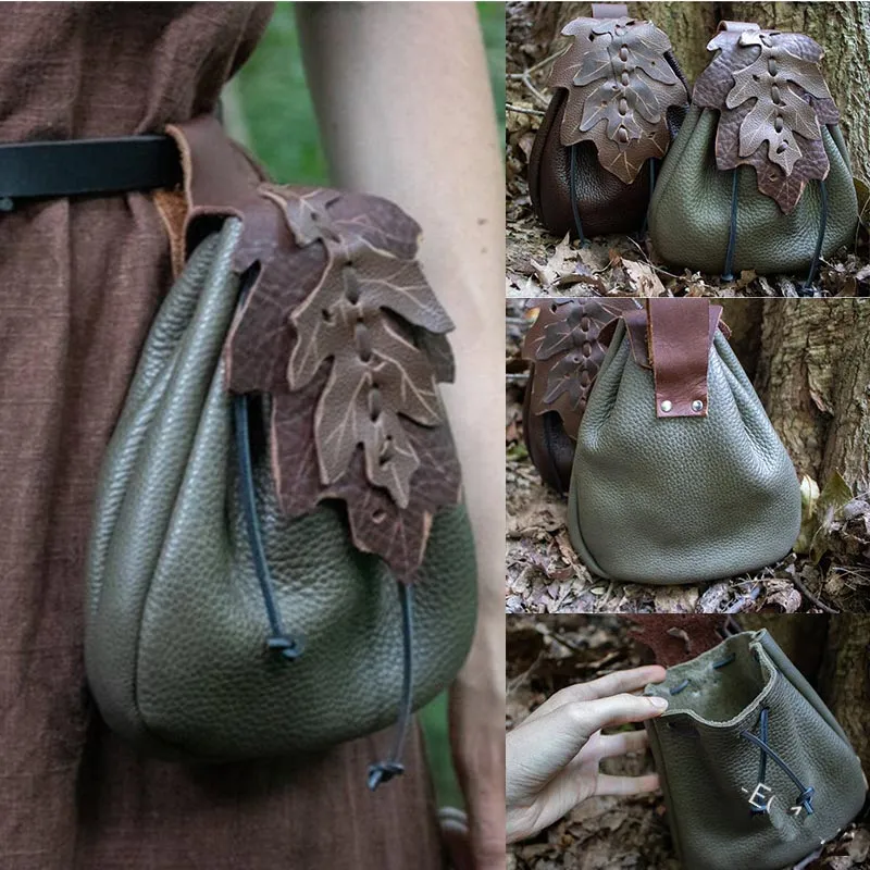 Leather Drawstring Coin Purse - Viking Style Belt Pouch for LARP ...