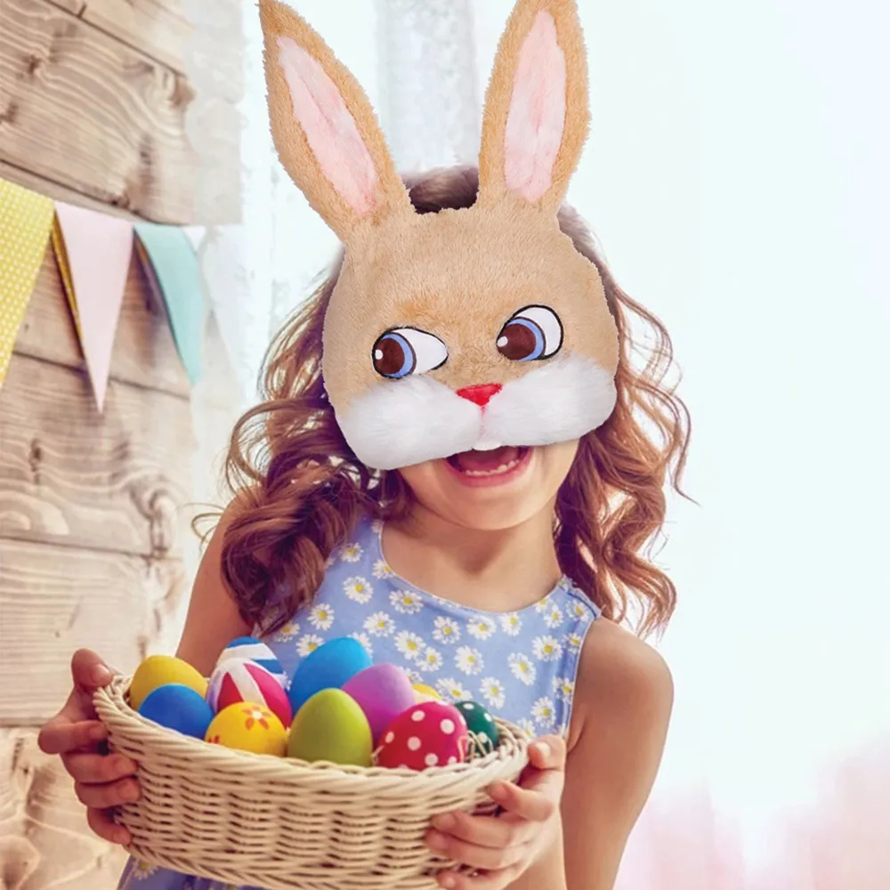 Easter Bunny Mask: Plush Rabbit Cat Half Face Party Mask for