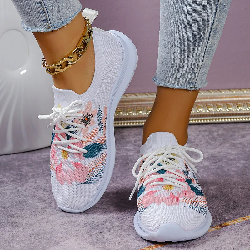 Save Big on Bulk Breathable Mesh Shoes Breathable Lightweight New Summer  And Autumn Fly Woven Lace Up Mesh Sports Casual Color Women's Shoes Best 