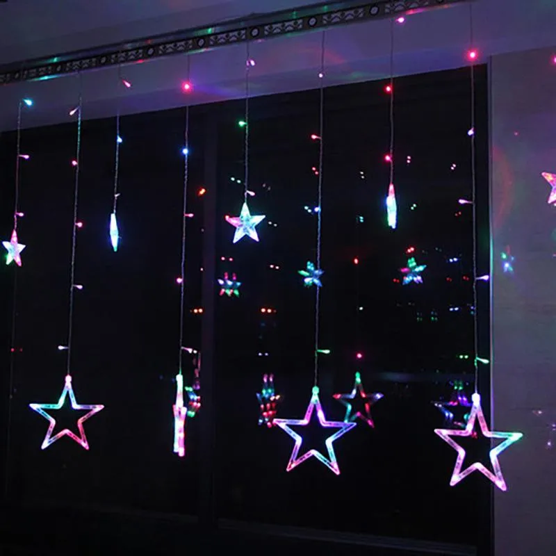 Star LED Curtain String Lighting Strip 2.5M Christmas LED Lights AC 220V Romantic Fairy Holiday Wedding Garland Party Decoration