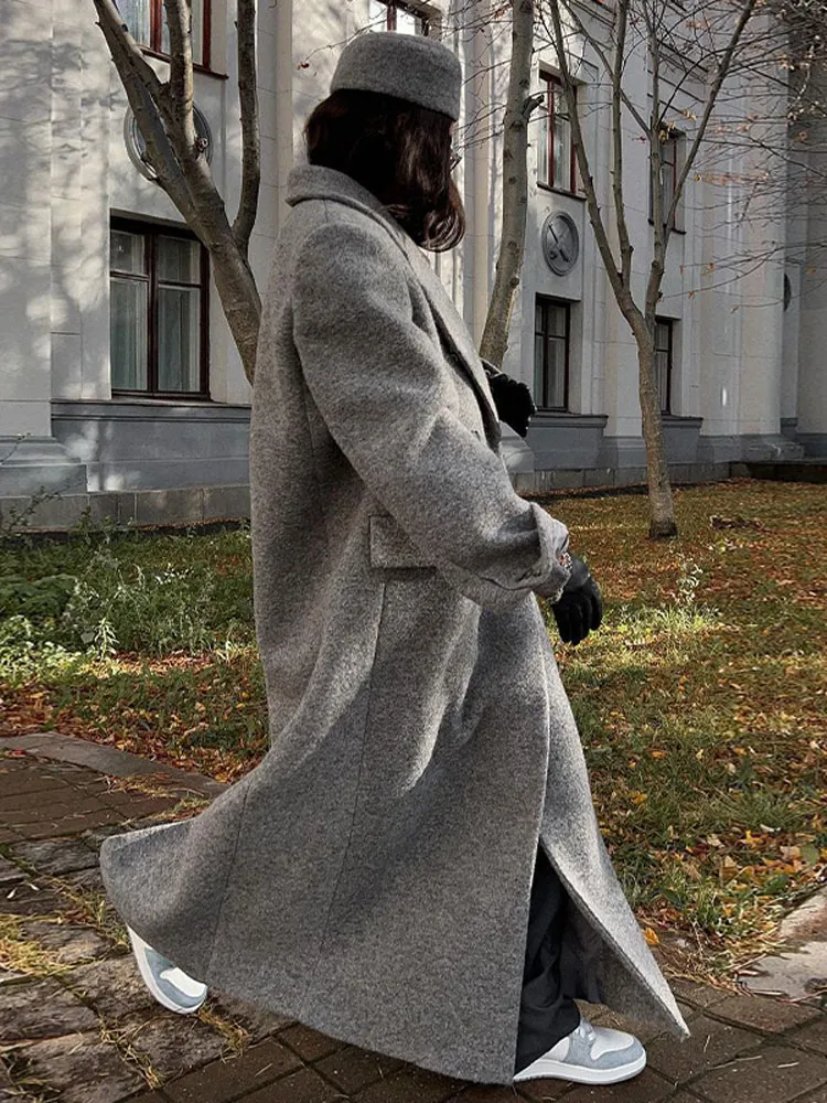 Chic Grey Wool Blend Long Coats: Timeless Elegance for Women
