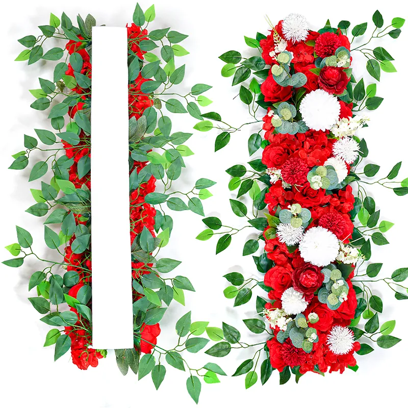 100cm White Rose Artificial Flower Row Wedding Table Centerpiece ...